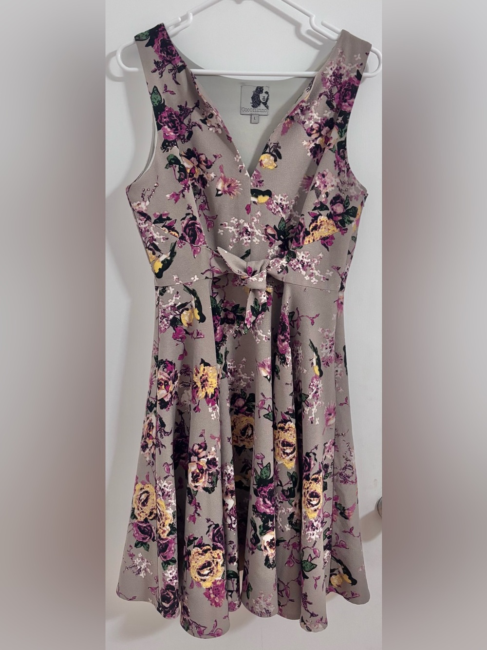 Anthropologie Floral Midi Dress with Pink & Yellow Accents